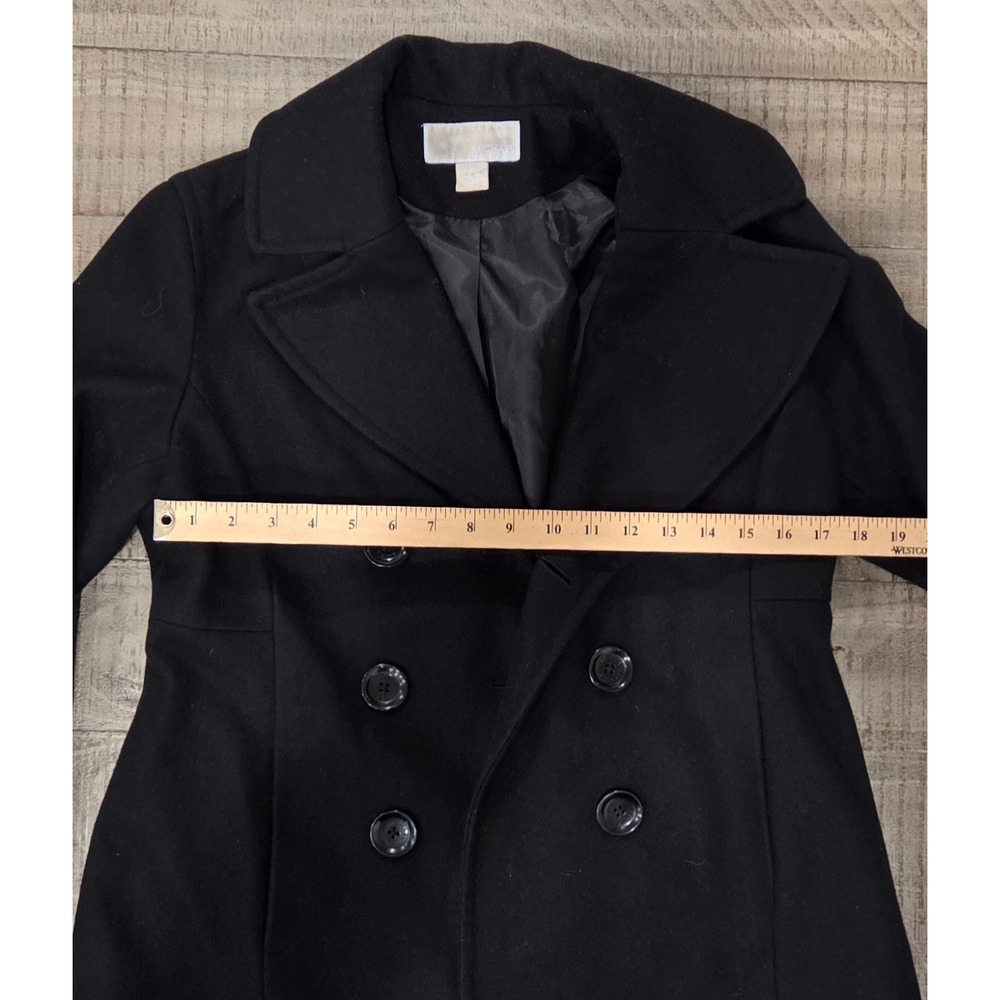 Michael Kors Women's Black Double-Breasted Pea Coat Lined Mid-Length Size S - Picture 7 of 9